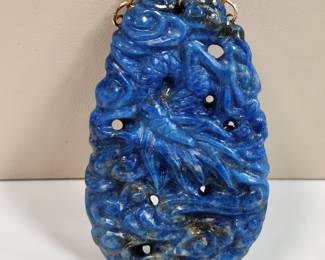 Large Lapis Lazuli pendant 14k gold pendant 
