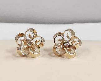 14k with diamond handmade earrings