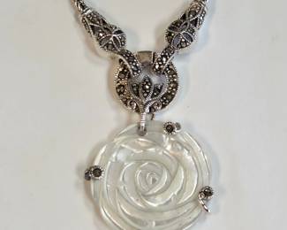 Mother of Pearl Sterling Marcasite necklace