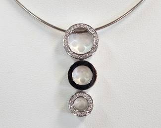 Designer Movado 18k white gold Diamond accent Circles 18" chain