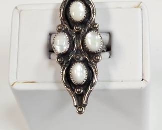 Native American Mother of Pearl sterling ring size 6