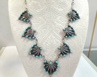 Native American Turquoise Sterling necklace18"