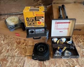 Vintage Flood Lights, Slide Carousels, and Brownie Movie Projector