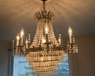 BUY IT NOW! $1200. Vintage Crystal chandelier. 26”W x 25”H. (Comes with a few extra octagonal crystals to be attached)
