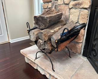 Iron Log Holder with Suede Bag