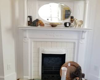 Peter Mangan glass & iron wall sconce, John Clague sculpture, Hopi katsina, Minnie Vigil blackware pot, Henry Thomas Aiken, Jerry Hovanec glass