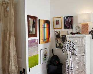 pristine antique linen & lace dress, Leticia Tarrago, Cindy Crist, Frederick Cooper lucite lamp