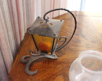 Vintage glass/iron lantern