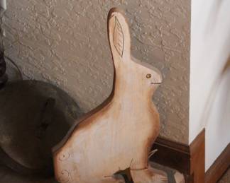 This rabbit is made by a local artist - information on its back