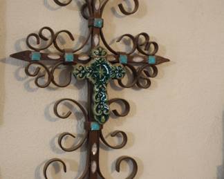 Iron and turquoise cross