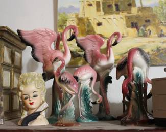 Midcentury flamingos - we have quite a few - more than what is shown in photos!