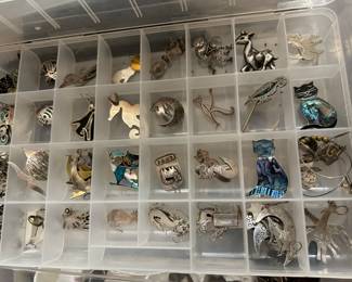 Sterling and Alpaca silver brooches