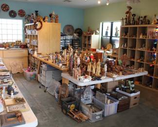 Casita full of treasures - religious statues, vintage games, Bibles and antique books...