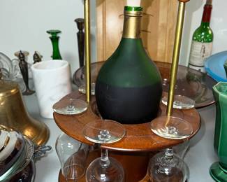 Vintage Wine Bottle and Glass Holder