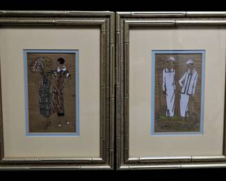 Pair of Hand-Painted Tres Parisien Art Signed