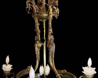 Solid French Bronze Chandelier 19th Century