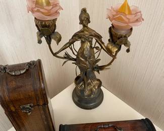 Art Nouveau Gilt Bronze Lamp
