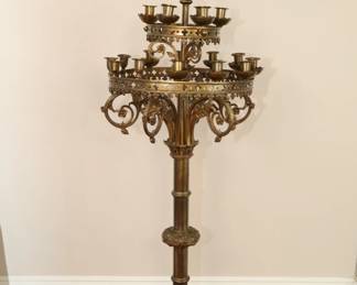 Gorgeous Large 19th C Bronze Hall Floor Candelabra
