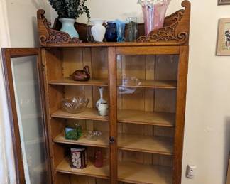 Two door wooden antique hutch.