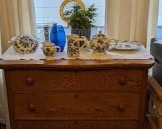 Antique oak three drawer dresser.