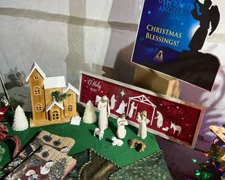 Willow tree manger set and more Christmas decorations.