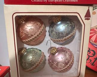 Vintage hand decorated glass ornaments