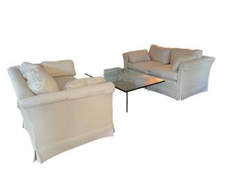 $1500 USD      Pair Skirted Upholstered Bloomingdales Brownstone East Loveseat Sofas KW214-5     Sit back, relax and chat.  This pair of 2 seater loveseats complete a room!

Dimensions: 62 x 36 x 30"H   Seat=19"

Condition: Very good.  One pillow has a bit of wear.

Local pick up McLean, VA.  Contact us for shipper suggestions.     https://goodbyhello.com/products/copy-of-muffin-table-kw214-4?_pos=26&_sid=39f7e14c1&_ss=r