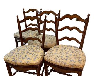 $800 USD      4 Drexel Heritage Provencal Ladderback Side Rush Dining Chairs KW214-38     Cerise (Antique cherry) finish.  High Quality Construction. Country French Style. Tight & Sturdy. Rush Seats

Dimensions: 21 x 18 x 39.5

Condition: Good.  A bit of rub on the edge of caning.  See photos for more details.

Local pick up McLean, VA.  Contact us for shipper suggestions.     https://goodbyhello.com/products/copy-of-drexel-heritage-glass-dining-table-w-scrolled-metal-pedestal-base-kw214-37?_pos=29&_sid=39f7e14c1&_ss=r
