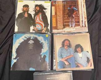 Bundle Of Rare Vintage Vinyl Records Of Bob Dylan And Seals And Croft And Crosby Nash