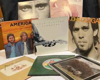 Bundle Of Vintage Vinyls Records John Cougar , Erick Clapton, America , Phil Collins, Ace, Christopher Cross.