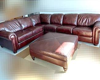 Bassett Furniture Leather Sectional With Ottoman
