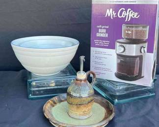 Coffee Grinder Mr Coffee, Set Of Tree Mixing Bowls, Olive Oil Plate Set.