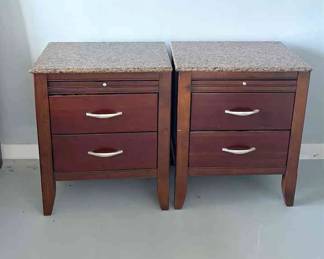Bassett Solid Wood Marble Top Nightstand Tables