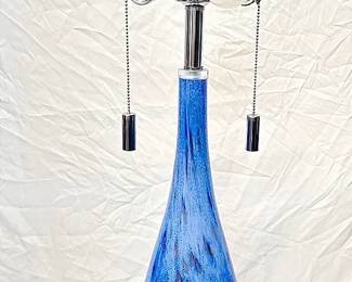 Blue Silver Splatter Glass Lamp With Acrylic Base Single