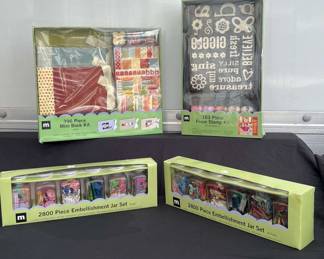 Bundle Crafting And Hobbies, Mini Book Kit, Foam Stamp Kit , Embellishment Jar Sets.