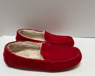 LANDS END Suede Shearling Slippers 