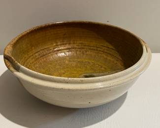 Vintage Studio Art Pottery Pour Batter Bowl Artist Signed