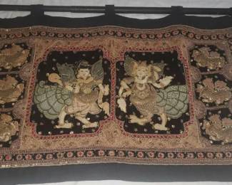 Vintage Tapestry Thai/Burmese Beaded & Applique Wall Hanging