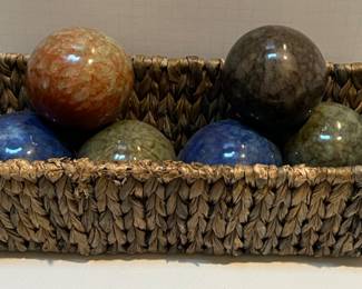 Home Decor Basket of Ceramic Orb Balls