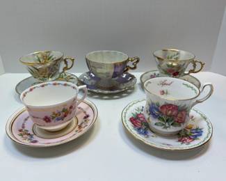 Lot of 5 Teacups and Saucers including Queens China