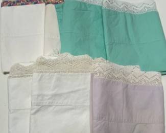 Vintage Handmade Lace Edged Pillow Cases