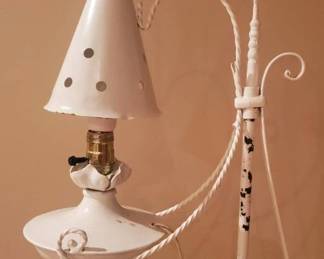 Antique American Colonial 3 Leg Iron Floor Oil Lamp Converted to Electric