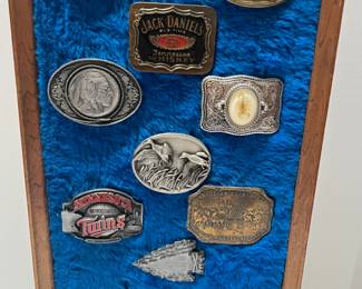 Vintage Collection of Belt Buckles Mounted Framed