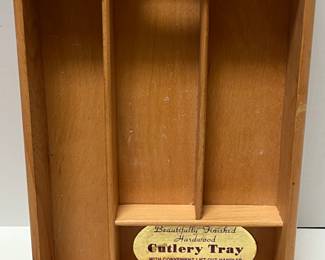 Vintage Wood Sectioned Cutlery Tray NOS