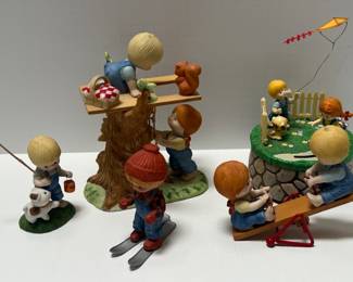 Vintage ENESCO Children Playing Ceramic Figurines 