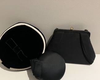 Vintage Lot of Ladies Velvet HATS and Handbag Goth Mini Pill Hat