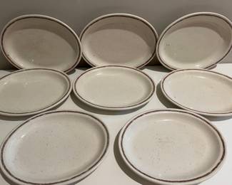 8 Vintage SYRACUS China Oval Restaurant Platters Brown Speckled Pattern