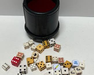 Vintage Leather Dice Holder & Dice