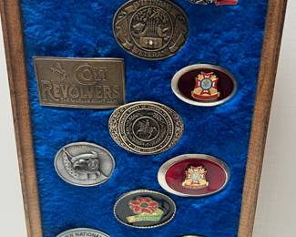 Vintage Collection of Belt Buckles Mounted Framed