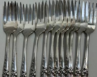 Vintage 50s MCM White Orchid Salad Forks 12 Count Stainless by Community